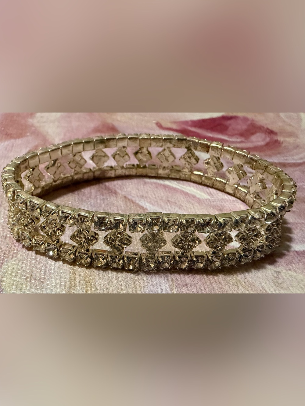 Elegant Clear Crystal Gold-Tone Bangle Bracelet